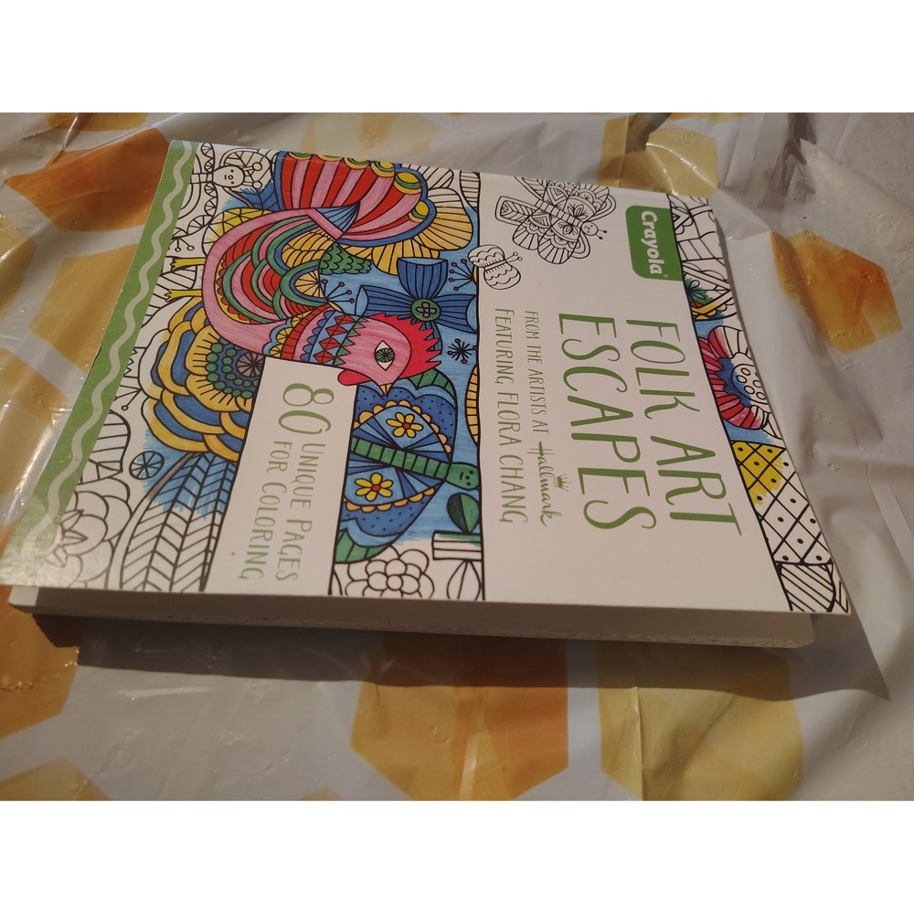 Crayola Folk Art Escapes Adult Coloring Book 80 Pages Flora Chang Hallmark